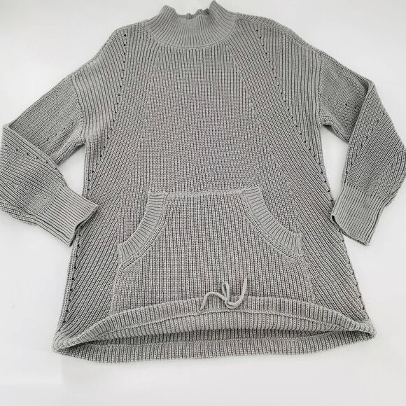 NWT RDI Mock Neck Kangaroo Pocket Ribbed Tunic Sweater In Grey Size XS - Picture 8 of 10